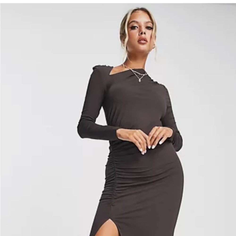 ASOS Chocolate Brown Asymmetrical Dress